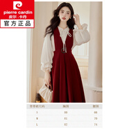 皮爾卡丹（pierre cardin）法式減齡洋氣時(shí)尚套裝秋冬淑女氣質(zhì)襯衫配毛呢背帶裙套裝女裝新品 毛呢背帶裙 單件 XL