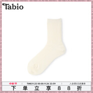 Tabio素色襪子女純色羅紋中筒襪黑白色日本女襪堆堆襪本命年紅襪 奶白色 1雙 均碼 (22.5-24.5cm)