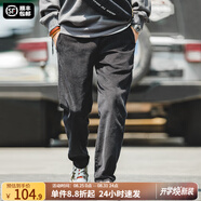 馬登工裝美式復古垂感燈芯絨長(cháng)褲子男秋冬新款直筒修身顯瘦男士休閑褲 炭黑色 XL 155-170斤