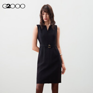 G2000【肌理感/多面彈性/商場新款】女裝FW25優(yōu)雅氣質(zhì)無袖連衣裙 多面彈-肌理感-黑色 XS （32）