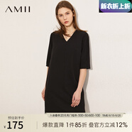 AMII中秋好禮2025極簡時尚通勤chic感V領(lǐng)H型連衣裙夏季新款寬松中 黑色 2XL 175/96A