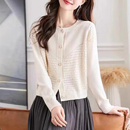 阿瑪施（AMASS）哥弟適用法國尾貨女裝品牌折扣氣質(zhì)羊毛針織開(kāi) 高端米白色 L