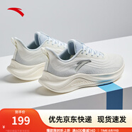 安踏一體織輕質(zhì)透氣跑步鞋女秋季軟底運動(dòng)鞋舒適慢跑鞋女鞋 象牙白/淺霧灰5571-1 37.5 (女)