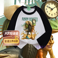 枝甸外國(guó)山海經(jīng)衣服兒童通通哥木棍人衣服男女童春秋裝美國(guó)外山海經(jīng)鯊 【長(zhǎng)袖拼黑】鐘 130 建議120-130厘米