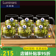 樂美雅（Luminarc）法國耐熱鋼化玻璃杯子家 諾卡380ML[六支]+竹盤