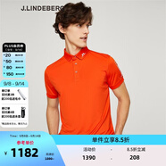 金林德伯格（J.Lindeberg）商場(chǎng)同款秋季新款休閑短袖POLO衫翻領(lǐng)T恤男進(jìn)口橘色L2BS