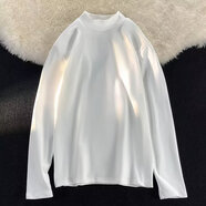 魯賓克德絨打底衫男半高領(lǐng)秋冬季加絨加厚衛衣男生長(cháng)袖t恤男士?jì)却钌弦?白色 XL (建議體重130-140斤)