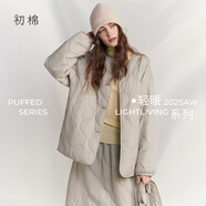 初棉【輕暖系列】初棉圓領(lǐng)葫蘆絎線(xiàn)棉服女25秋冬新雪麗棉外套休閑保暖 煙熏石灰-外套 S