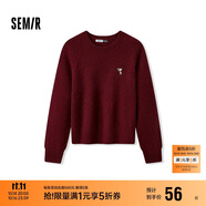 森馬（Semir）史努比系列毛衣女冬彩點含羊毛插肩袖繡花圓領(lǐng)套頭衫101724107025