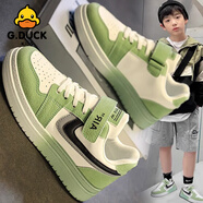 G.DUCKKIDS男童鞋秋季兒童運動鞋低幫皮面中大童男孩青蘋果板鞋運動鞋男大童 綠色 32