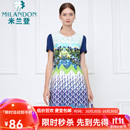 米蘭登（MILANDON）夏季新款中老年女裝媽媽裝時尚印花短袖蕾絲連衣裙女薄款1N220103 蘭花 M