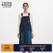 Teenie Weenie小熊春季復(fù)古時尚摩登牛仔裙背帶裙美拉德連衣裙女裝 深藍(lán)色 S