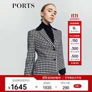 PORTS 寶姿秋冬新品女裝時(shí)尚千鳥(niǎo)格夾克外套LM9J030NFF099 黑色格子 XS (2)