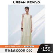 UR2025夏季新款女裝波嬉度假風(fēng)褶皺鏤空無(wú)袖連衣裙UWH750018 米黃 S