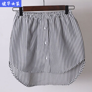 美安嘉優(yōu)美LF日系短裙棉條紋拼色秋冬季女韓版半身裙蓬蓬裙子不規則 灰色條紋后面長(cháng)款 S