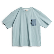 馬登（Maden）工裝 美式休閑Sorona涼感短袖T恤索羅娜透氣半袖體恤男夏 銀藍色 M