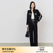 顏域黑色百搭休閑運(yùn)動(dòng)褲女士2025新款冬裝時(shí)尚撞色褲子寬松闊腿褲 黑色 S/36