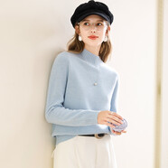 兔皇（TUHUANG）【山羊絨+羊毛】純色簡(jiǎn)約針織毛衣25秋冬半高領(lǐng)女羊毛衫TW333310