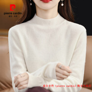 皮爾卡丹（pierre cardin）品牌斷碼撿漏·針織羊毛衫女士半高領(lǐng)加厚打底毛衣套頭百搭秋冬款 白色 S