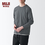 無(wú)印良品 MUJI 男式 水洗 天竺編織 圓領(lǐng)長(zhǎng)袖T恤 ABC01A2S 打底衫 深灰色 M