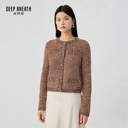 深呼吸DEEP BREATH女裝復(fù)古蔥紗小香風(fēng)針織開衫女A400677 干枯玫瑰 L (4)