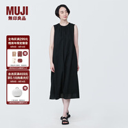 無(wú)印良品 MUJI 女式強捻無(wú)袖連衣裙女裝連身裙子夏季純棉全棉長(cháng)裙BC2JNC4S 黑色 XS (150/76A)