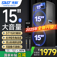 先科ST-1508雙15吋戶外音箱舞臺演出廣場舞無線藍牙重低音拉桿配雙話筒電木吉他貝斯民謠彈唱樂器音箱