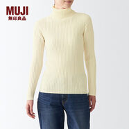 無印良品 MUJI 女式 寬羅紋 可水洗 高領(lǐng)毛衣 長袖針織衫女款春秋BAA04A1A 米白色 XS(150/76A)