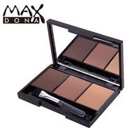 Maxdonas3色眉粉持久防汗色眉粉防汗不脫色眉刷三合一套裝 1#大地色+咖色+深咖【眉粉+眉刷