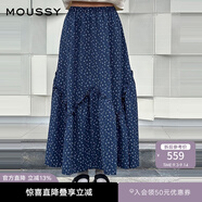 moussy 新法式田園風(fēng)碎花傘裙花邊半身裙女028IAZ31-1011 145花紋海軍藍(lán) 均碼 00020/F