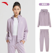 安踏女裝運(yùn)動套裝女2023春季連帽針織開衫小腳褲運(yùn)動休閑衛(wèi)褲女兩件套
