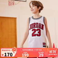 Jordan耐克AJ童裝男童籃球服背心 Nike23號兒童夏季透氣無袖T恤 純白色