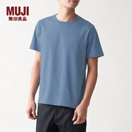 無(wú)印良品 MUJI 男式 印度棉天竺編織 圓領(lǐng)短袖T恤 ABA01A0S 淺藍(lán)色 XS