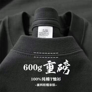 雪衣王重磅t恤男600克 T恤男新疆長絨純棉加厚日系短袖三本針高克重 [鋼灰600]純棉短袖+4針3線 M 建議體重90-120d