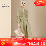 迪菲麗格春季高端襯衫式連衣裙2025新款歐美時(shí)尚鏤空收腰顯瘦裙子 圖片色 S