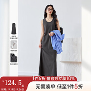 梵希蔓時尚簡約灰色背心連衣裙女2025年夏季新款修身顯瘦圓領(lǐng)長裙 M9852 灰色 S