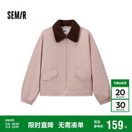森馬（Semir）外套女oversize插肩袖仿羊羔毛毛領(lǐng)冬季2024夾棉夾克109724108016