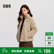 森馬（Semir）外套女插肩袖珊瑚絨仿羊羔毛2024冬季立領(lǐng)寬松夾克109724108003