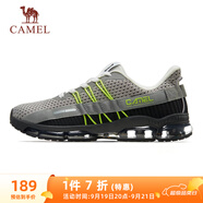 駱駝（CAMEL）全掌氣墊鞋男透氣減震運動跑步鞋子 A93239L7565 中灰/深灰/黑 38