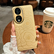 榮耀（HONOR）適用榮耀90pro手機殼mate60pro小香風(fēng)山茶花80pro新款榮耀70pro感60pro女榮耀50pro全包P60pro 【卡其色】金屬圈浮雕山茶花 榮耀Magic6_Pro