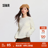 森馬（Semir）森柔毛衫|毛衣女圓領(lǐng)純色打底衫簡約休閑冬季溫柔系絞花百搭 奶白10501 2XL