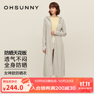 OhSunny防曬衣女長款女神透氣防曬服戶外運(yùn)動(dòng)風(fēng)衣外套薄 氣質(zhì)灰-長款 XL