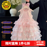 G.DUCKKIDS童裝公主裙女童連衣裙夏季2025新款生日禮服兒童裙子tutu裙蓬蓬裙 粉色蓬蓬連衣裙+頭紗 110 尺碼4~5歲【100-110cm】