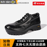 Dream Box鈞博vibram舒適透氣戶外休閑鞋手工水洗馬皮男士皮鞋 黑色 40