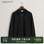 GANT/甘特春季新款polo衫上衣簡(jiǎn)約純色時(shí)尚休閑撞色翻領(lǐng)長(cháng)袖T恤男 433-夜藍色 M