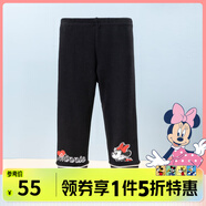 迪士尼寶寶（Disney Baby）迪士尼女童修身顯瘦打底褲米妮黛絲卡通印花休閑褲24年春新品 碳黑 90