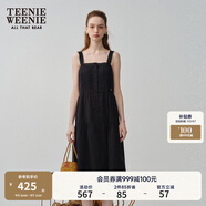 Teenie Weenie女裝夏季法式蕾絲花邊優(yōu)雅氣質(zhì)吊帶連衣裙公主裙 黑色 M