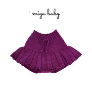 MIya MP經(jīng)典針織裙褲女童秋冬加厚ins風(fēng)手工爆米花寶寶百褶半身裙 火龍果色褲裙_新款雜色 120 cm