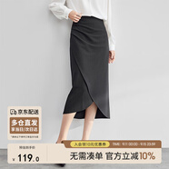 尚都比拉氣質(zhì)設(shè)計(jì)感半身裙女裝秋季開衩包臀裙顯瘦中長(zhǎng)款裙子女 斑鳩灰 L