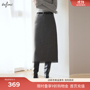 伊芙麗（eifini）蔣欣代言時尚高級感精致拼紗設(shè)計感羊毛直筒內(nèi)搭半裙女冬季新款 深灰 L 165/68A